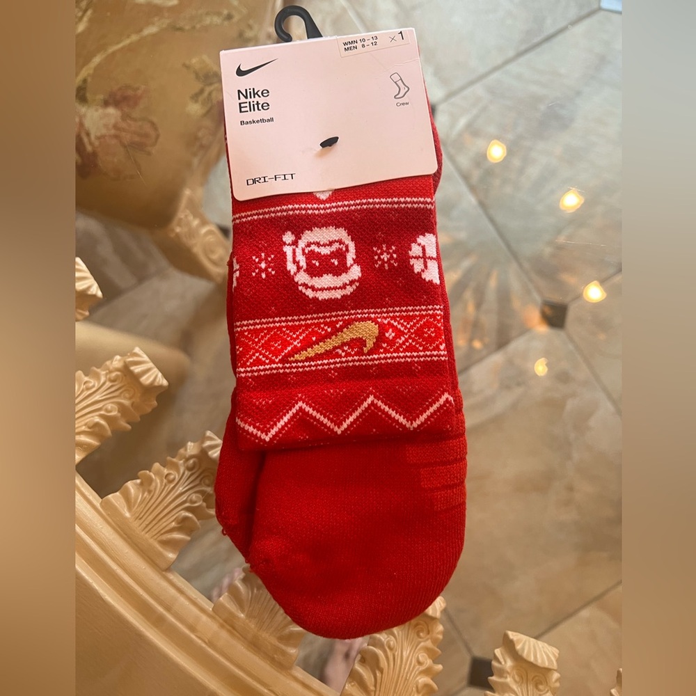 Nike Elite Red and Gold Festive Athletic Socks